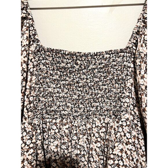 Abercrombie & Fitch Puff Sleeve Ruffle Smocked Mini Dress Women's Size Large - Picture 9 of 11